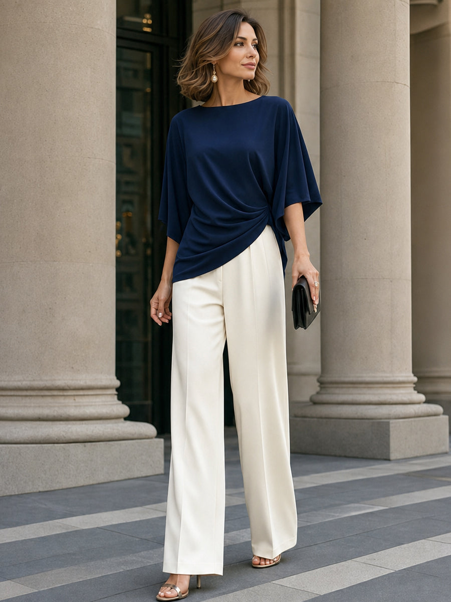 Gabriela | Completo di Blusa Drapeata e Pantalone Largo
