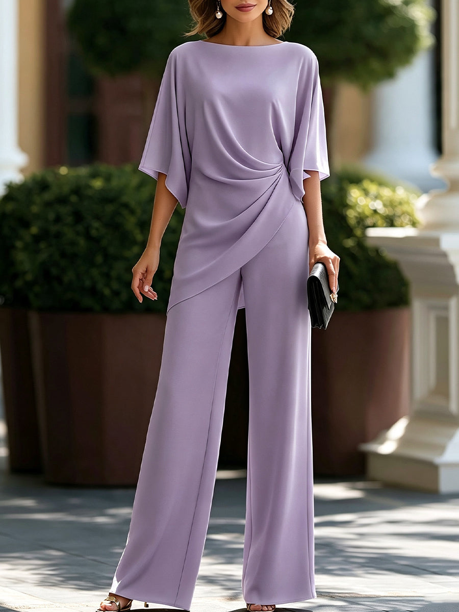 Gabriela | Completo di Blusa Drapeata e Pantalone Largo