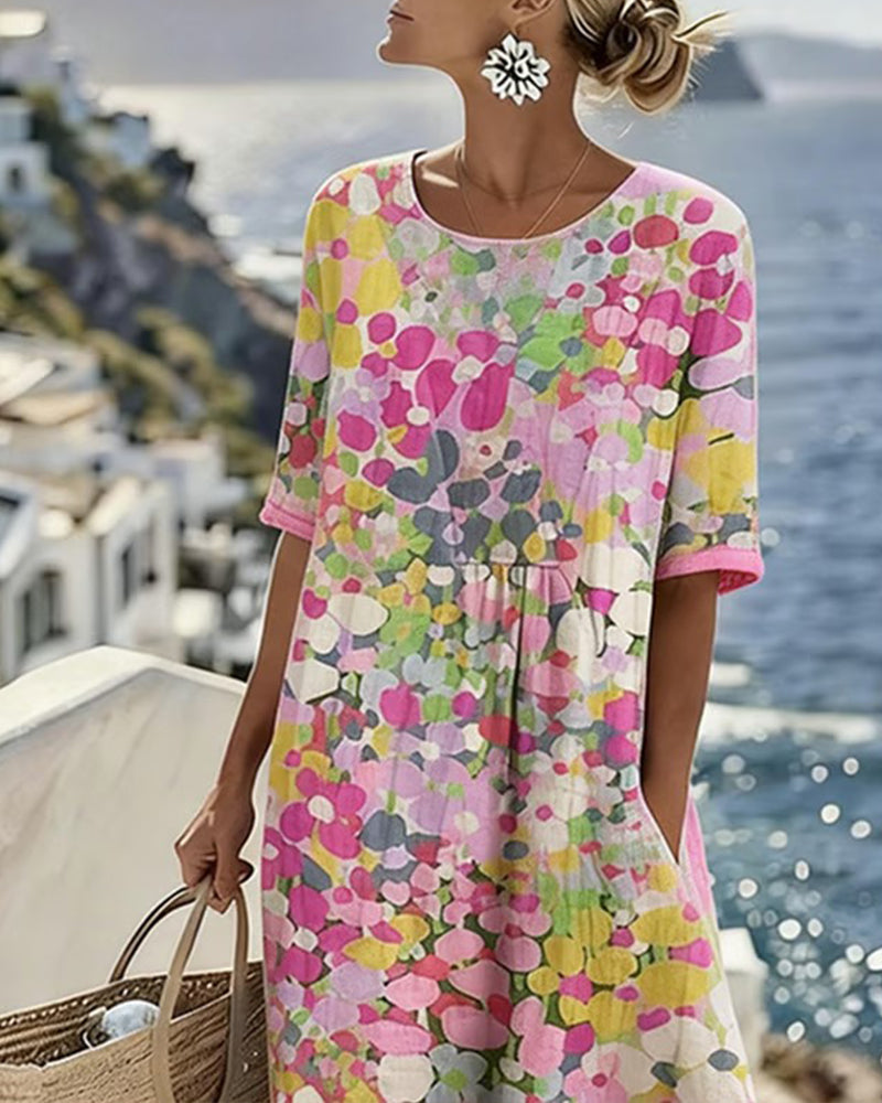 Elena | Vestito midi floreale leggero e fluido