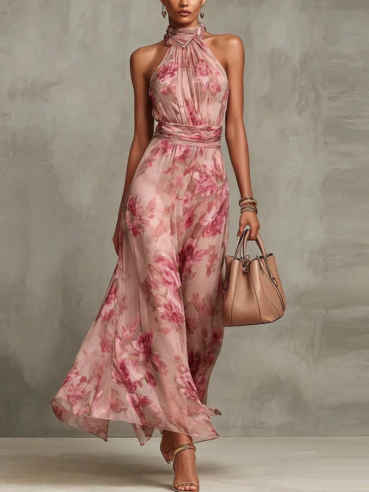 Livia - Abito Maxi Halter Floreale