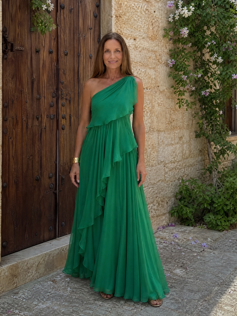 Giulia | Maxidress con rouches cadenti