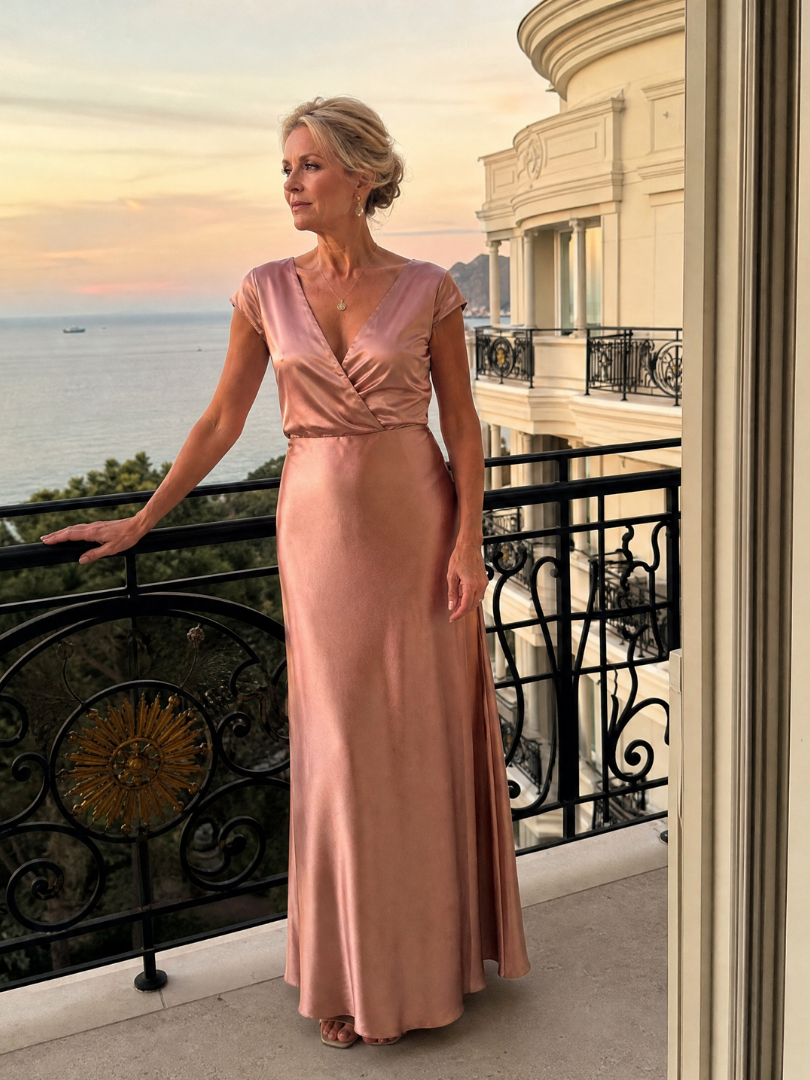 Giulia | Maxidress con top avvolgente e maniche corte