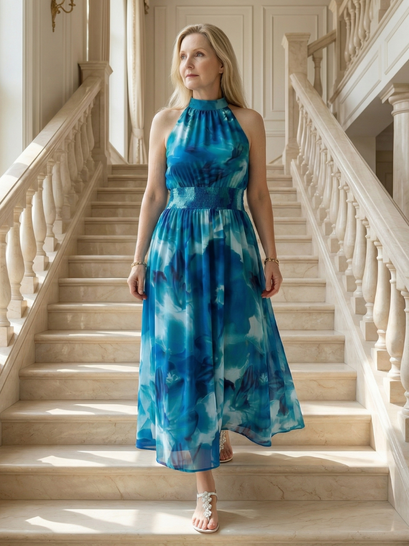 Laura | Abito Midi con Scollo All'Americana Arricciato
