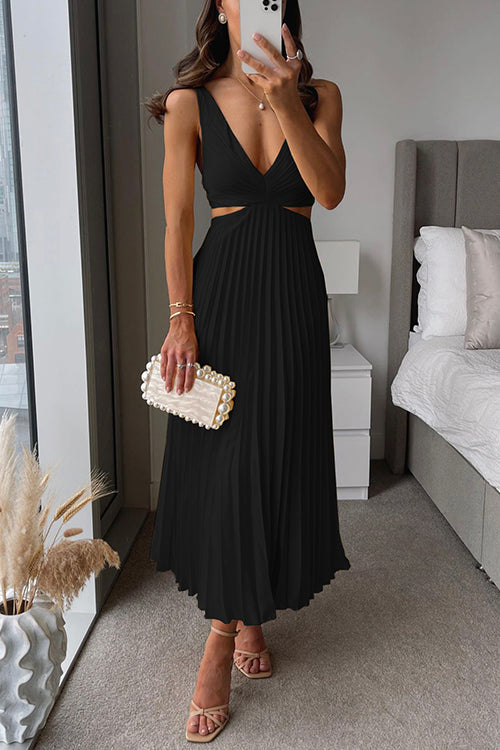 Valeria | Abito maxi plissettato dalla silhouette fluida