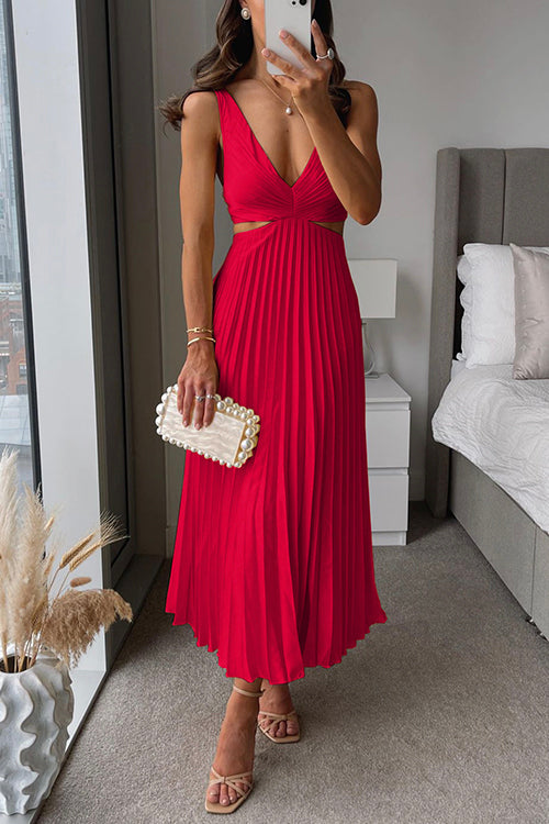 Valeria | Abito maxi plissettato dalla silhouette fluida