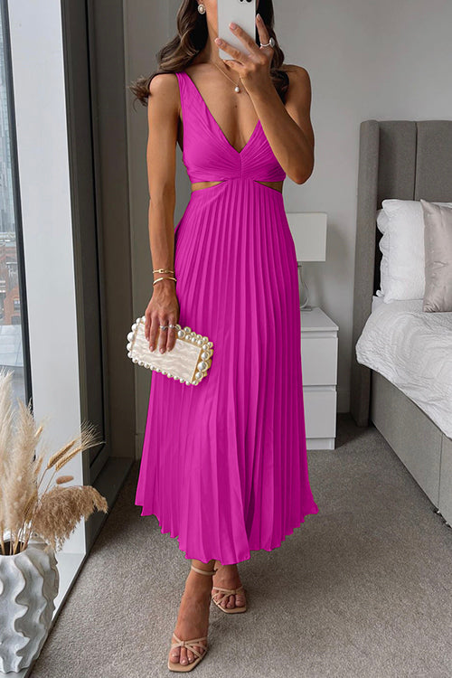 Valeria | Abito maxi plissettato dalla silhouette fluida