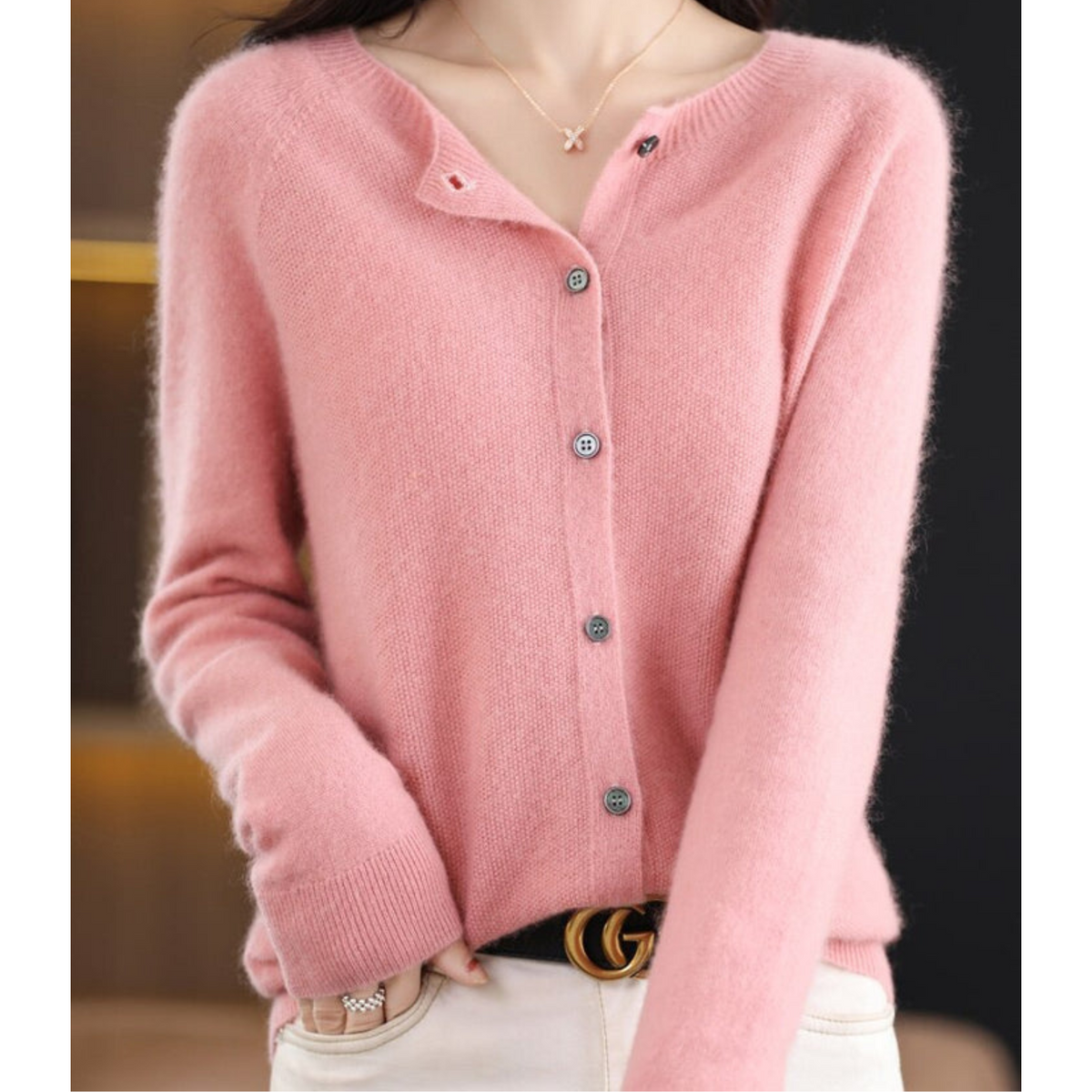 Ludovica | Cardigan in Lana Merino e Cashmere con Bottoni