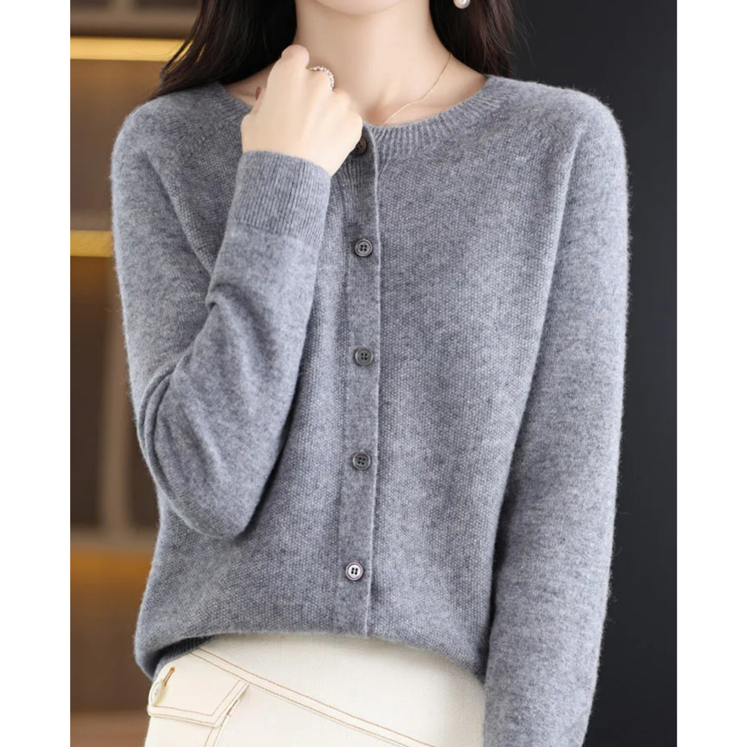 Ludovica | Cardigan in Lana Merino e Cashmere con Bottoni