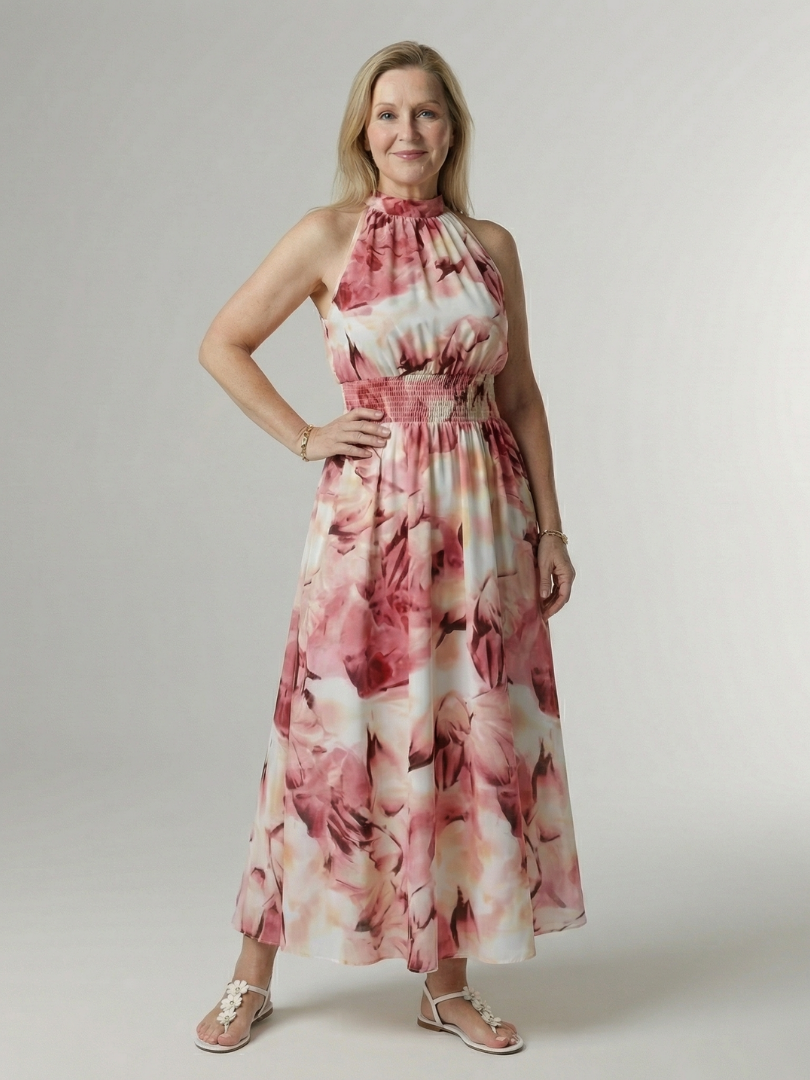 Laura | Abito Midi con Scollo All'Americana Arricciato