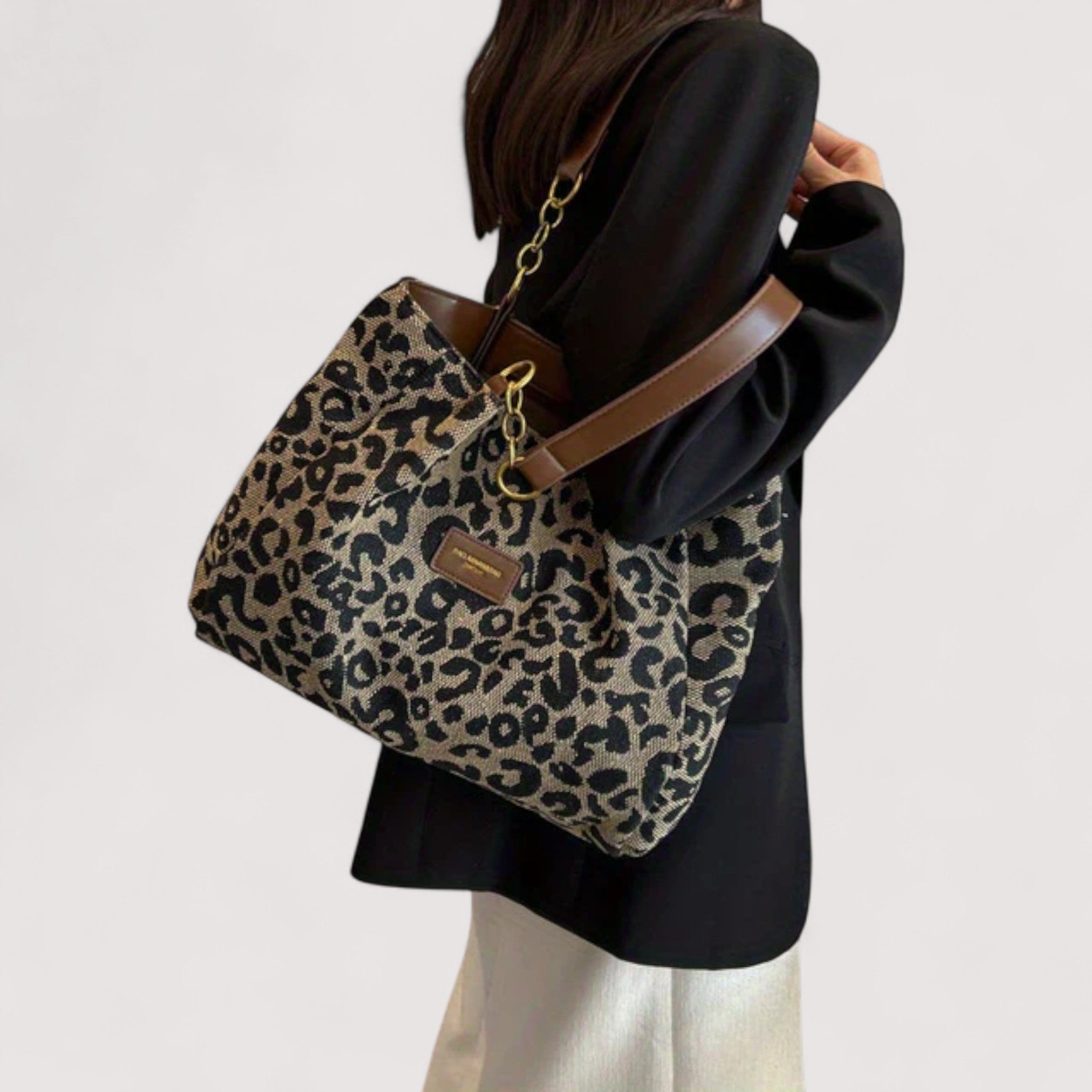Levrier – Borsa da shopping in tela leopardata