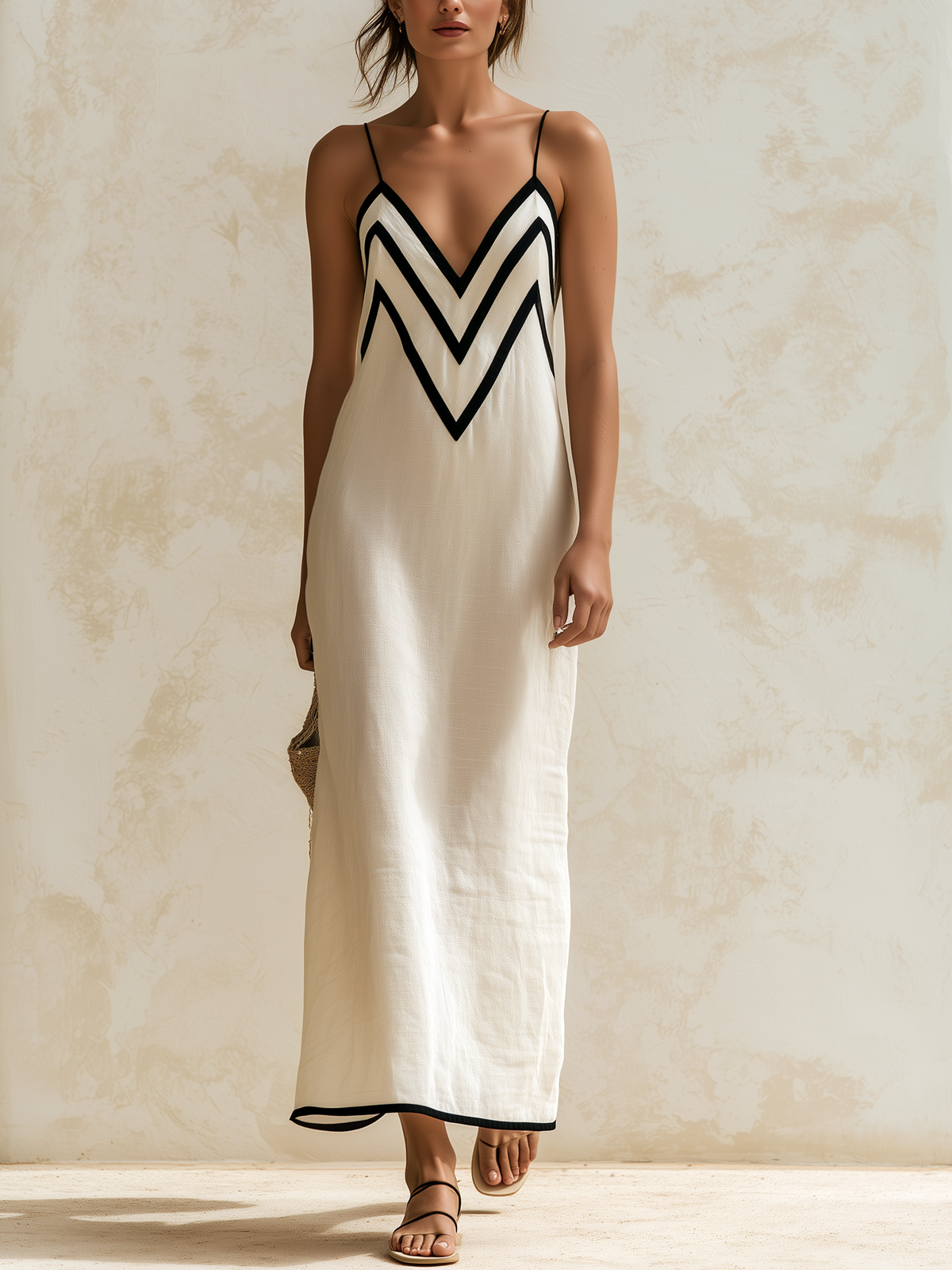 Nerea | Vestito maxi con bordi a contrasto