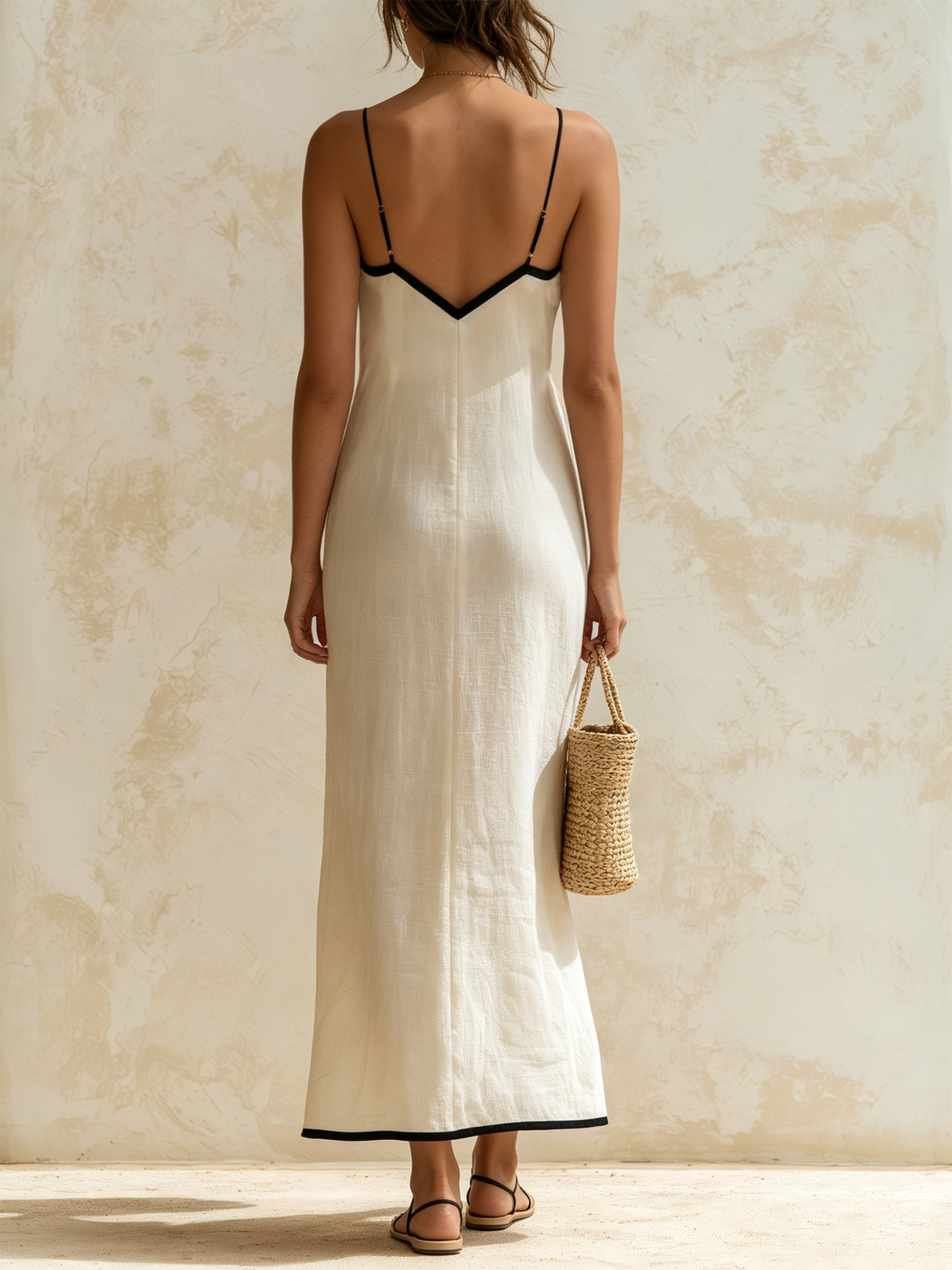 Nerea | Vestito maxi con bordi a contrasto