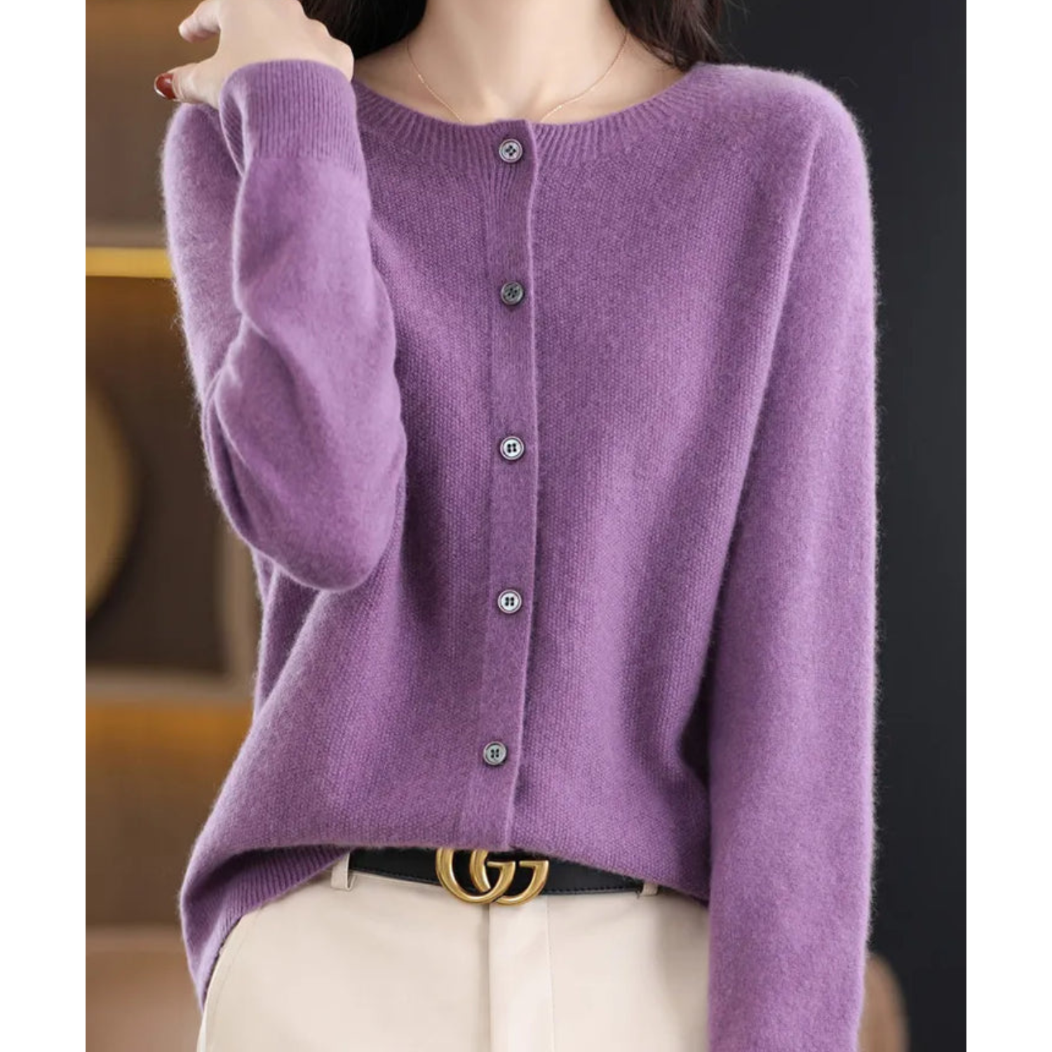 Ludovica | Cardigan in Lana Merino e Cashmere con Bottoni