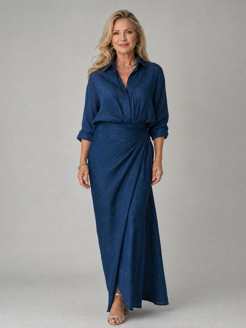 Cecilia | Maxidress con maniche lunghe e effetto avvolgente