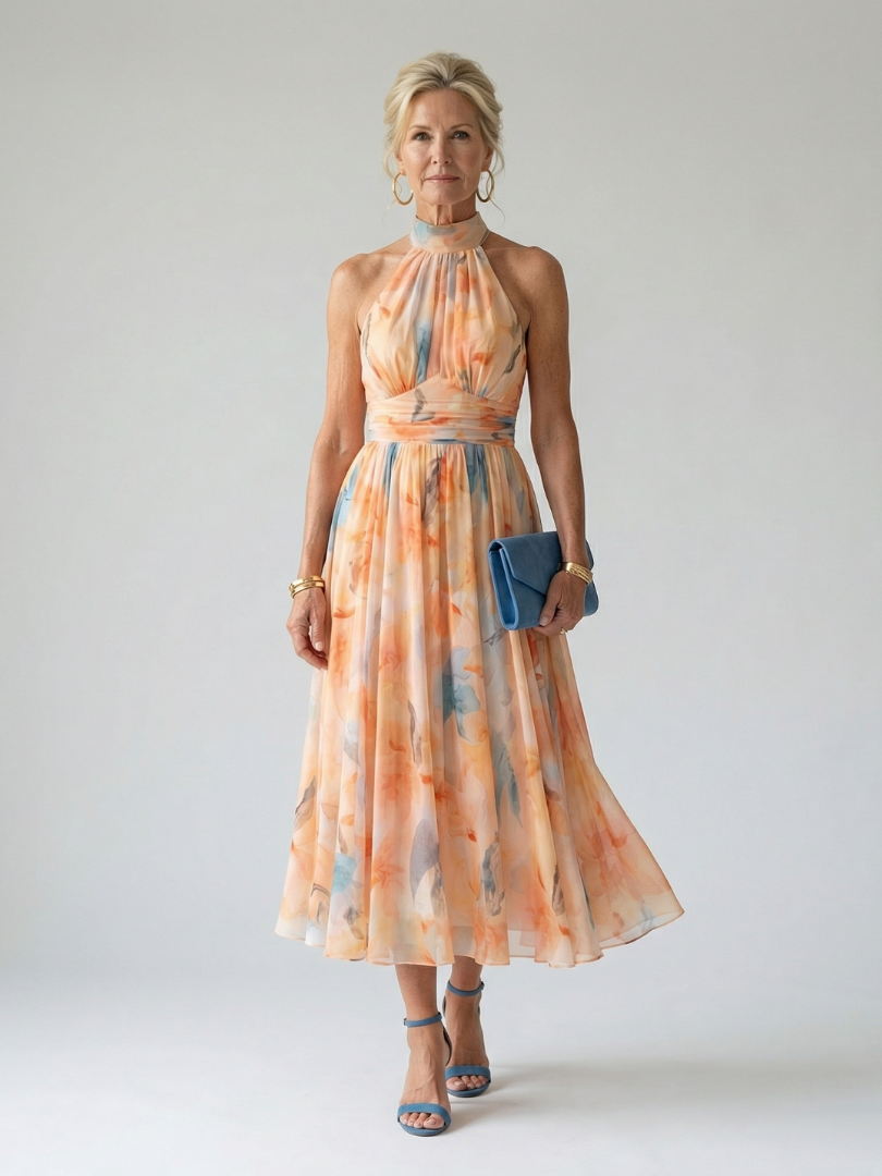 Emilia | Abito midi con scollo all'americana morbido