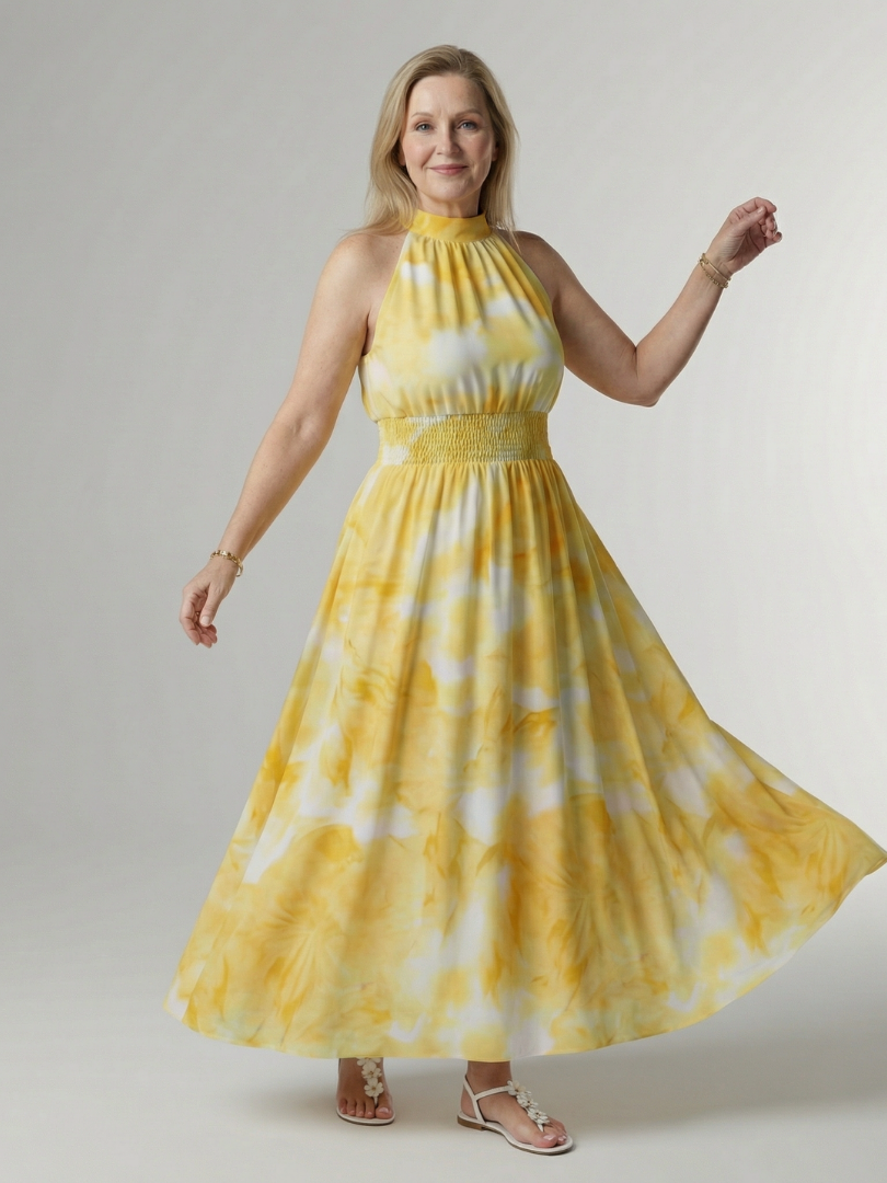 Laura | Abito Midi con Scollo All'Americana Arricciato