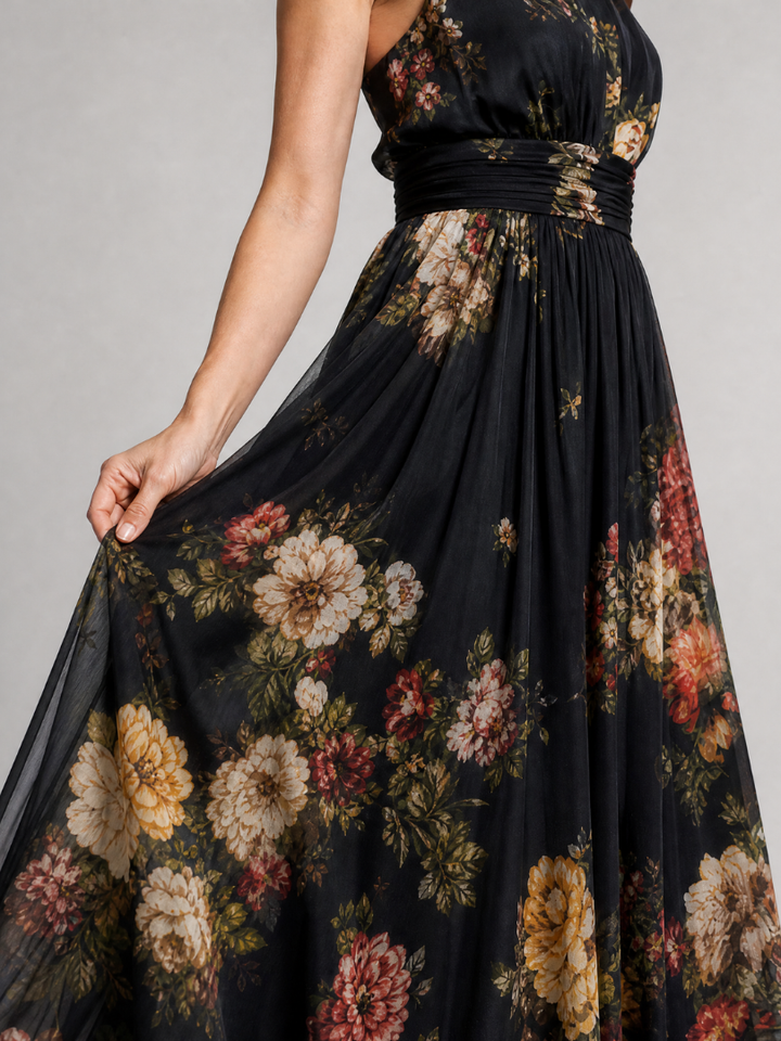 Sior | Vestito Midi Floreale con Collo Halter