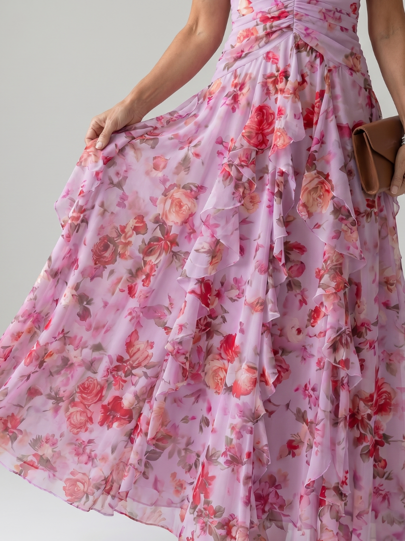 Serena | Top Maxi con Scollo a Halterneck e Rouches Floreale