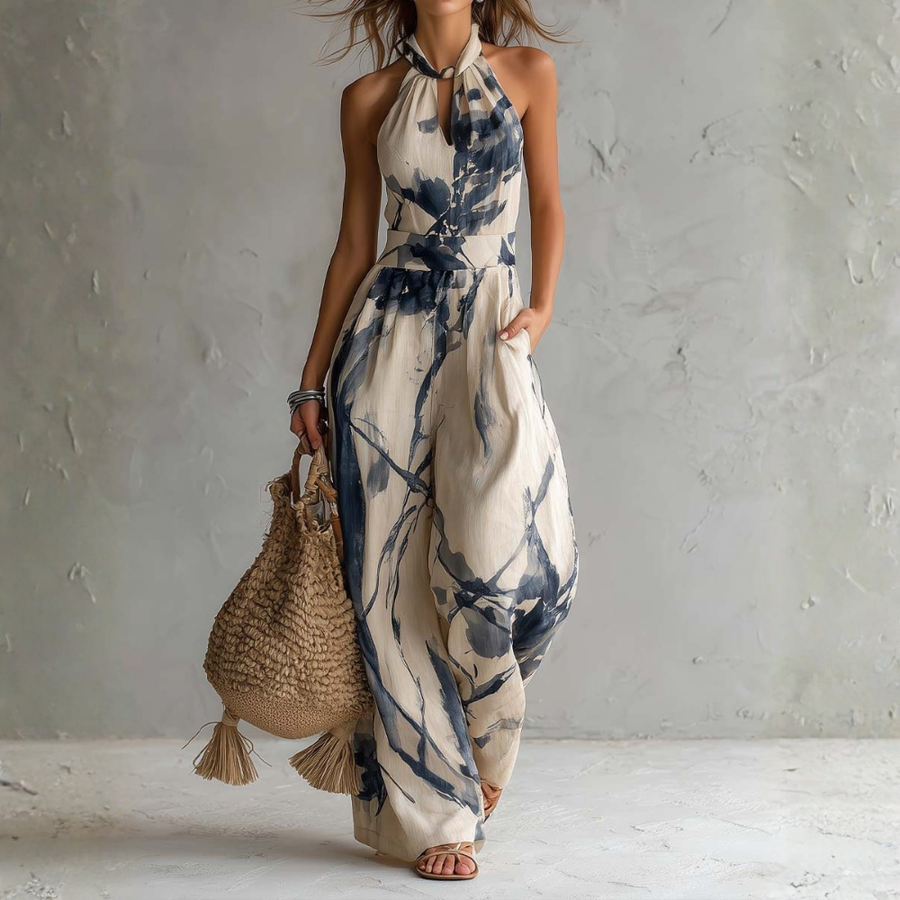 Marisol | Mono elegante con stampa artistica e silhouette fluida