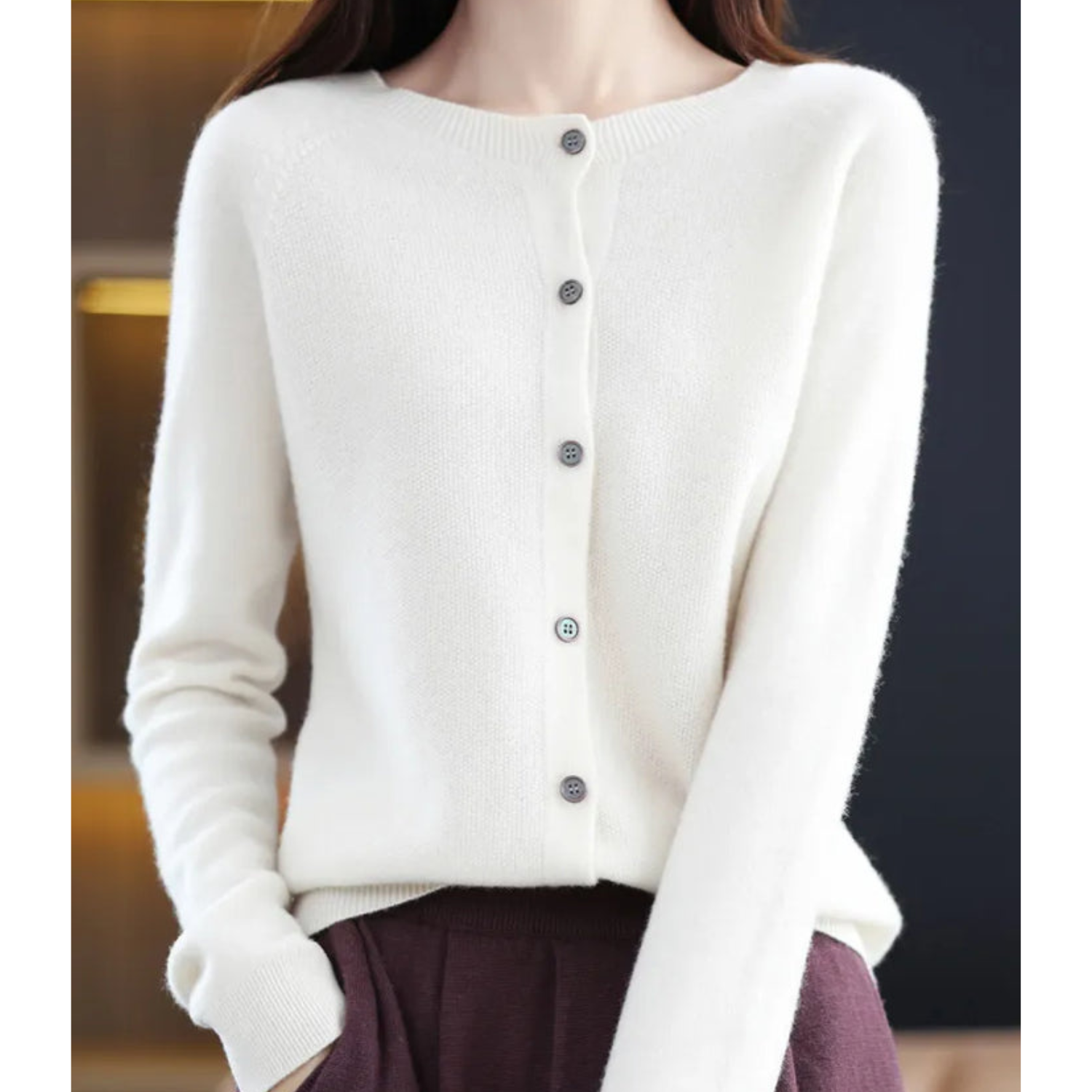 Ludovica | Cardigan in Lana Merino e Cashmere con Bottoni