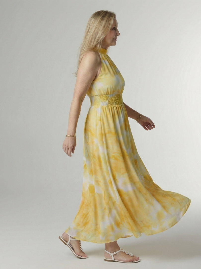 Laura | Abito Midi con Scollo All'Americana Arricciato