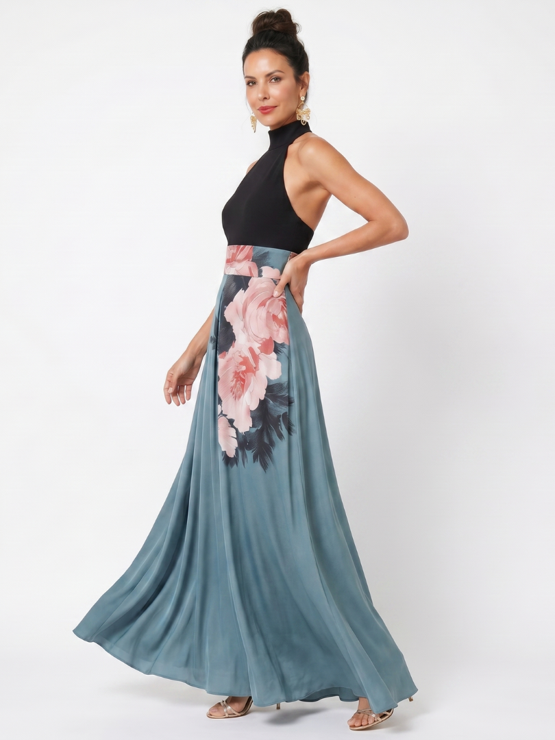 Valentina | Abito Maxy a Fiori con Scollo Halter