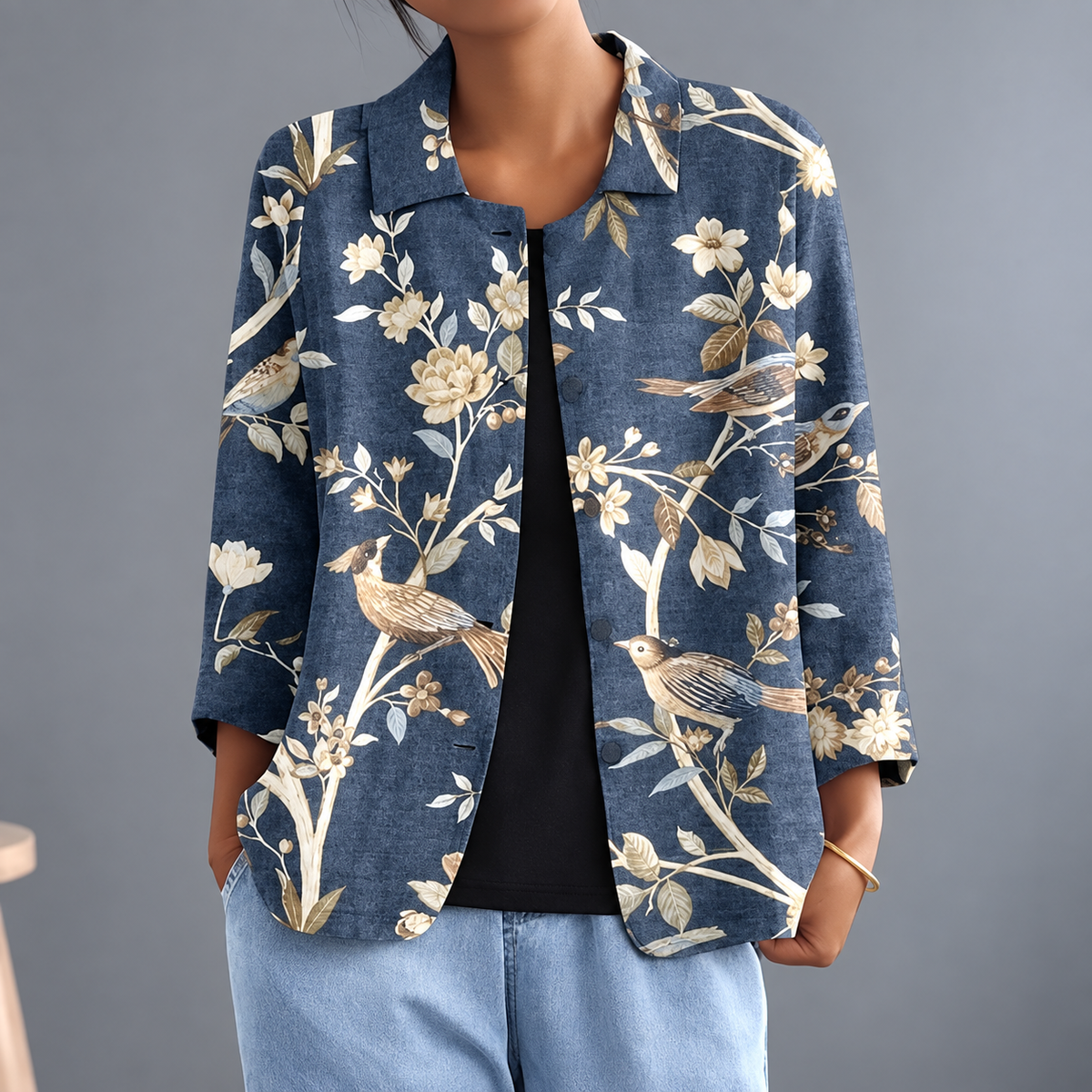 Silvia | Blusa Leggera con Stampa Artistica e Bottoni