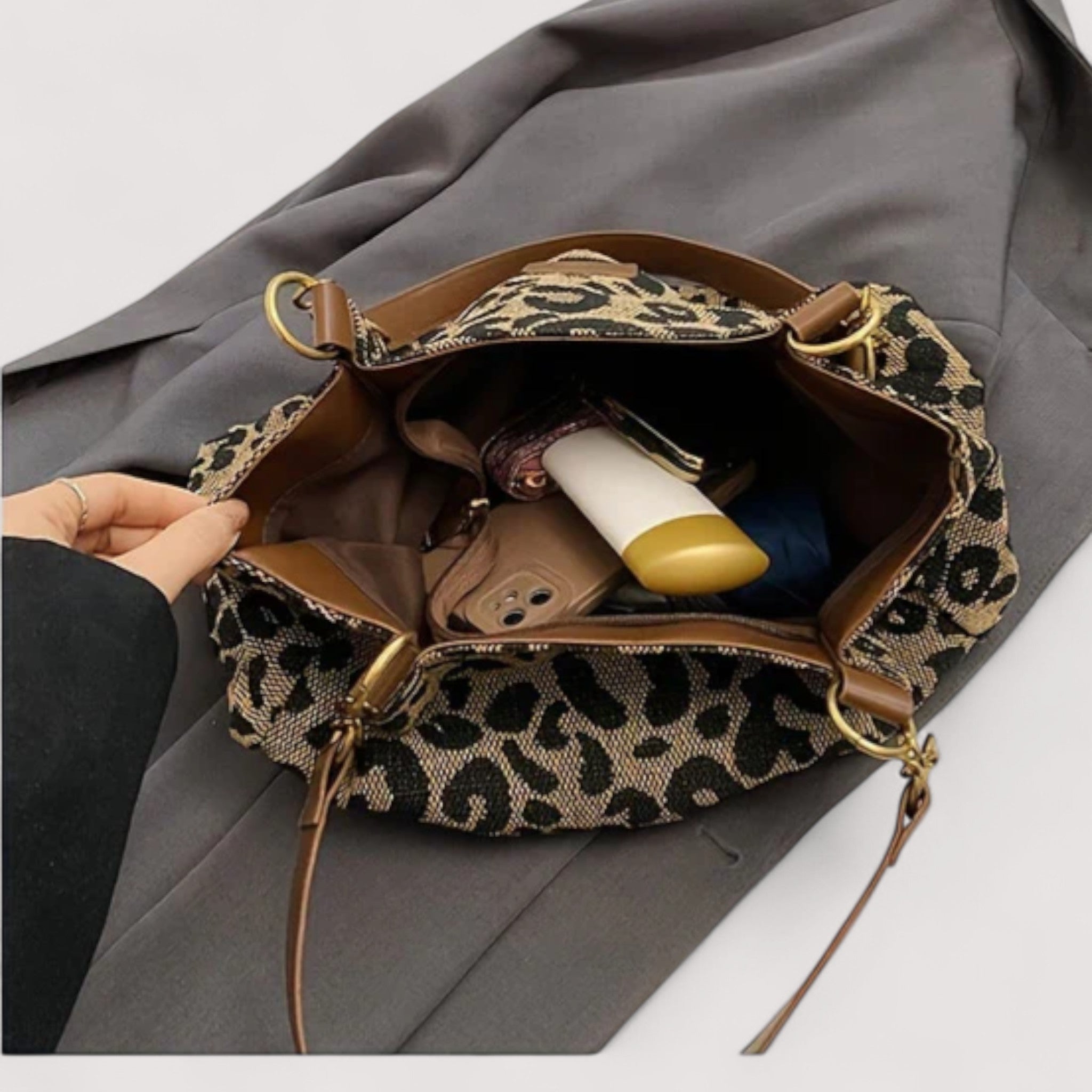 Levrier – Borsa da shopping in tela leopardata