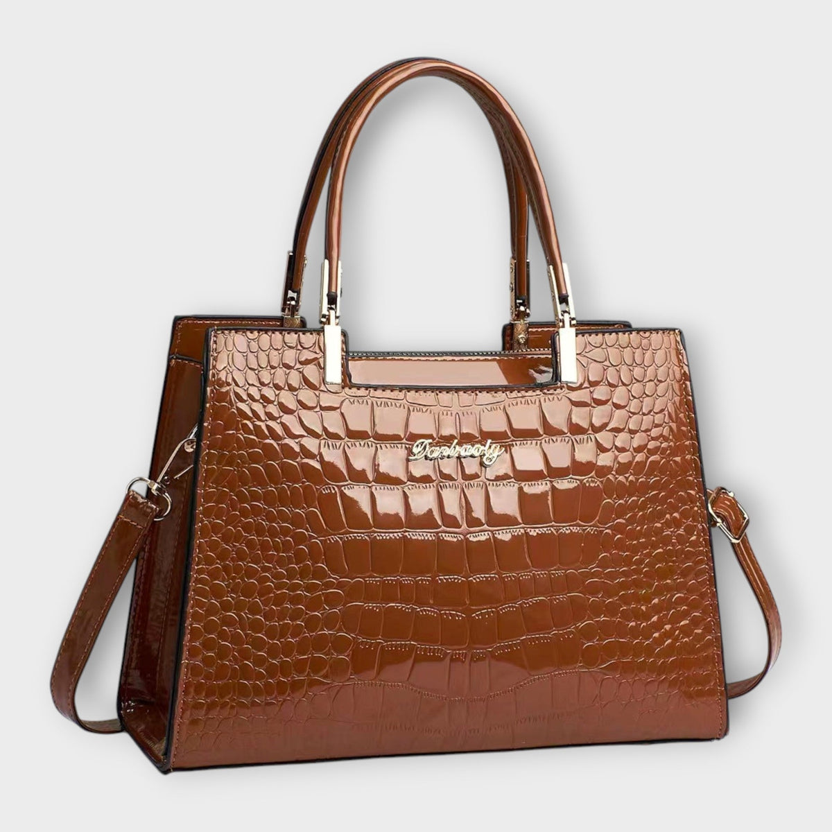 Maison Verdelle - Borsa a mano con motivo in pelle di coccodrillo lucido