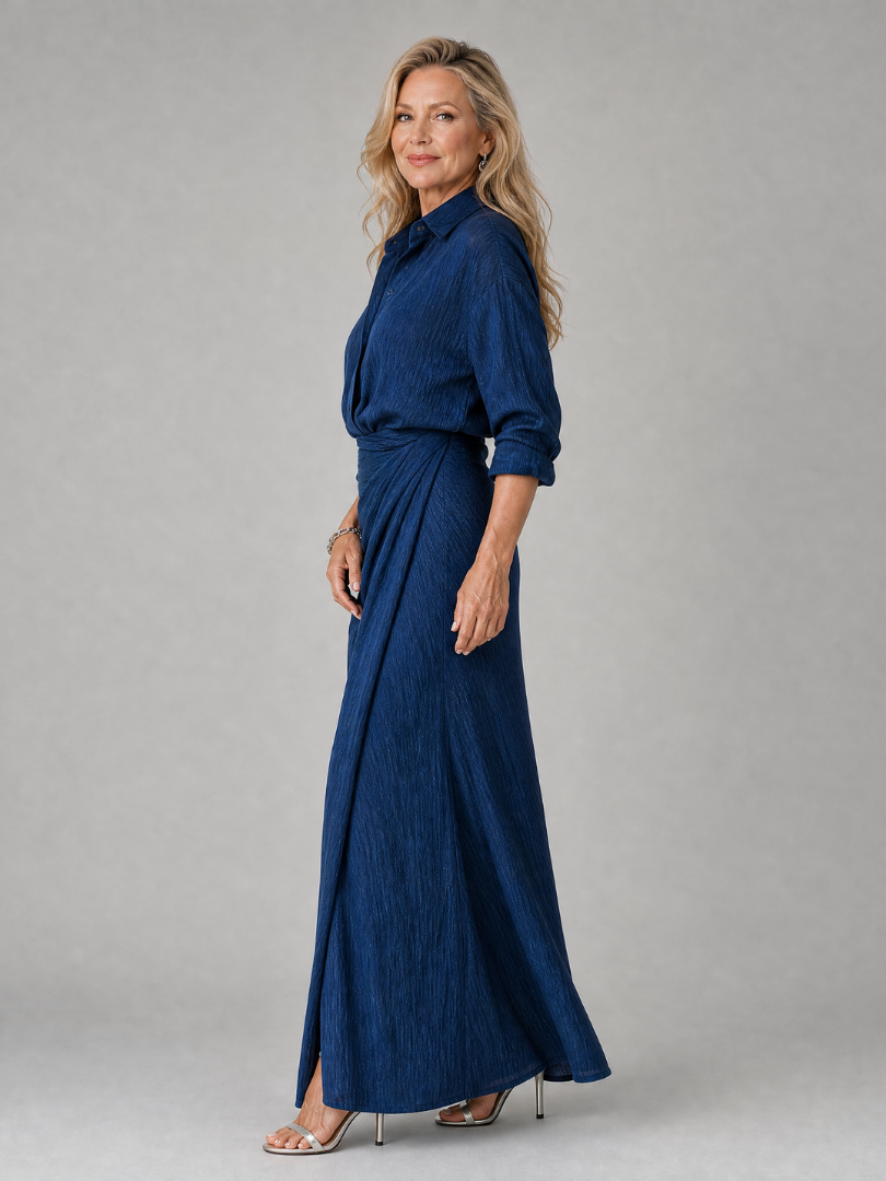 Cecilia | Maxidress con maniche lunghe e effetto avvolgente