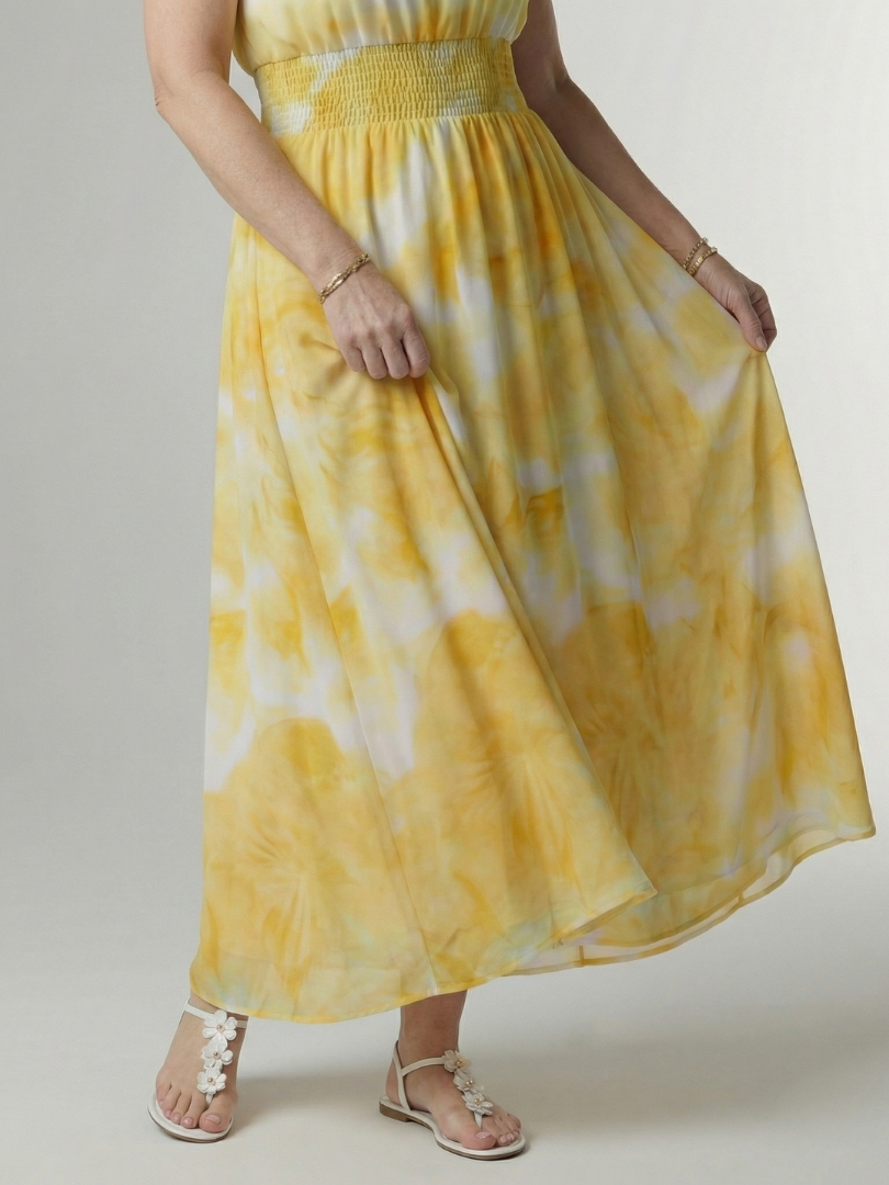Laura | Abito Midi con Scollo All'Americana Arricciato