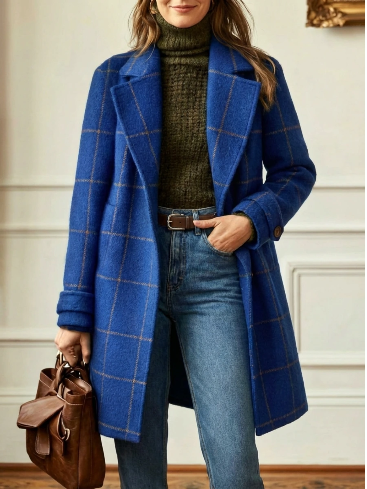 Paola | Cappotto lungo in lana a quadri senza tempo