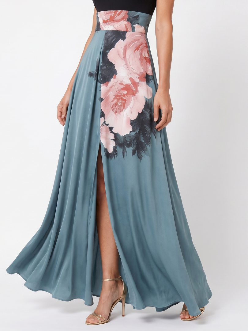 Valentina | Abito Maxy a Fiori con Scollo Halter