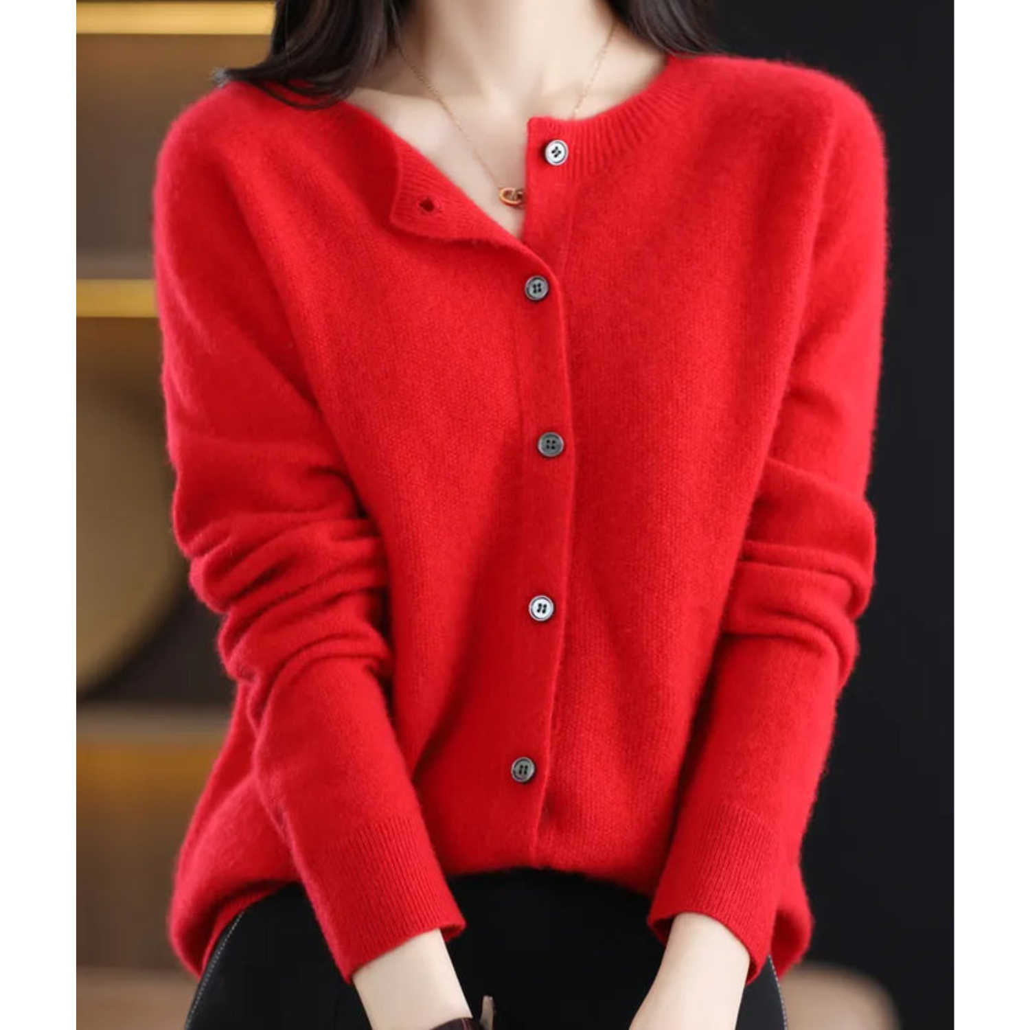 Ludovica | Cardigan in Lana Merino e Cashmere con Bottoni