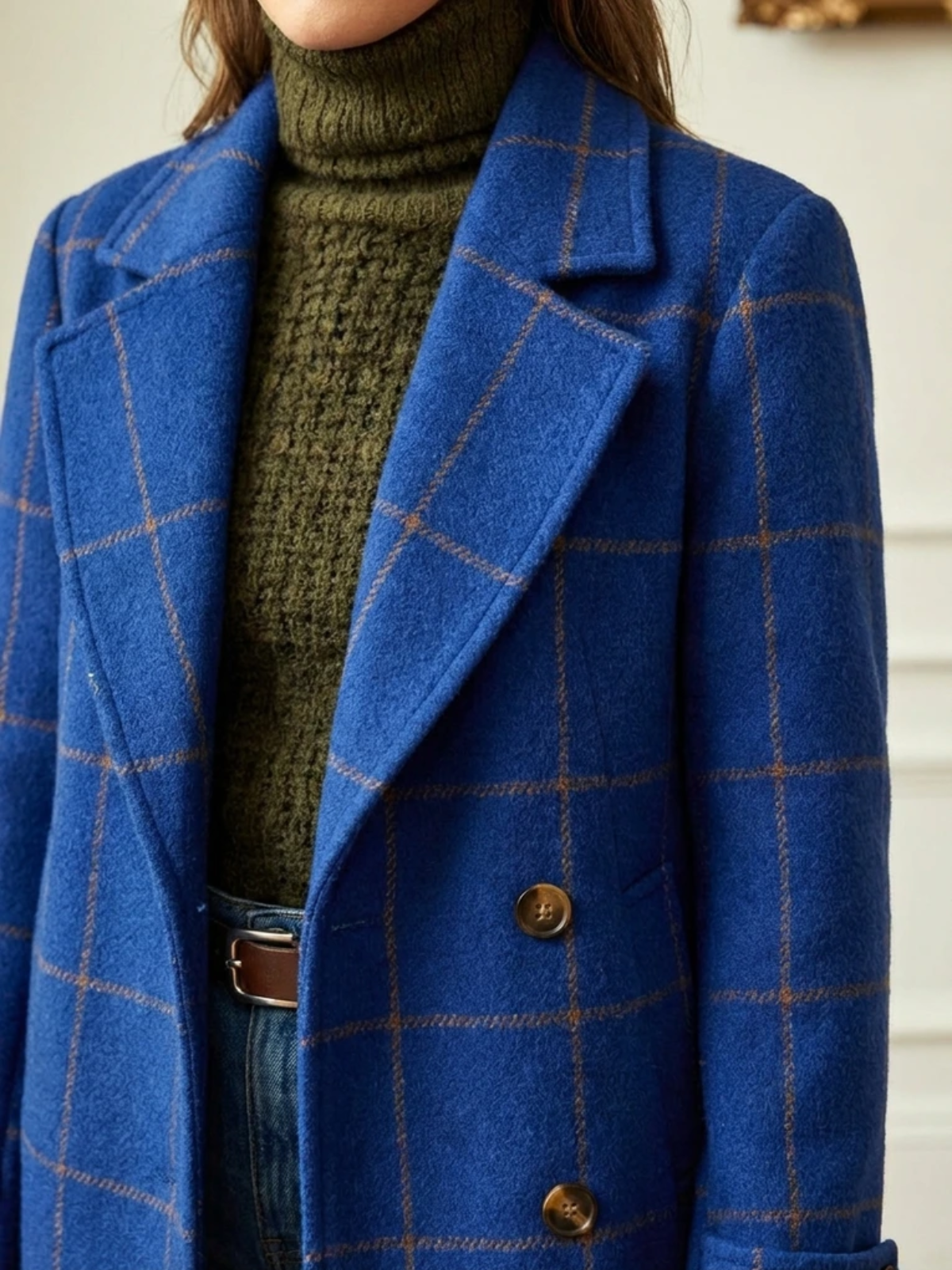 Paola | Cappotto lungo in lana a quadri senza tempo