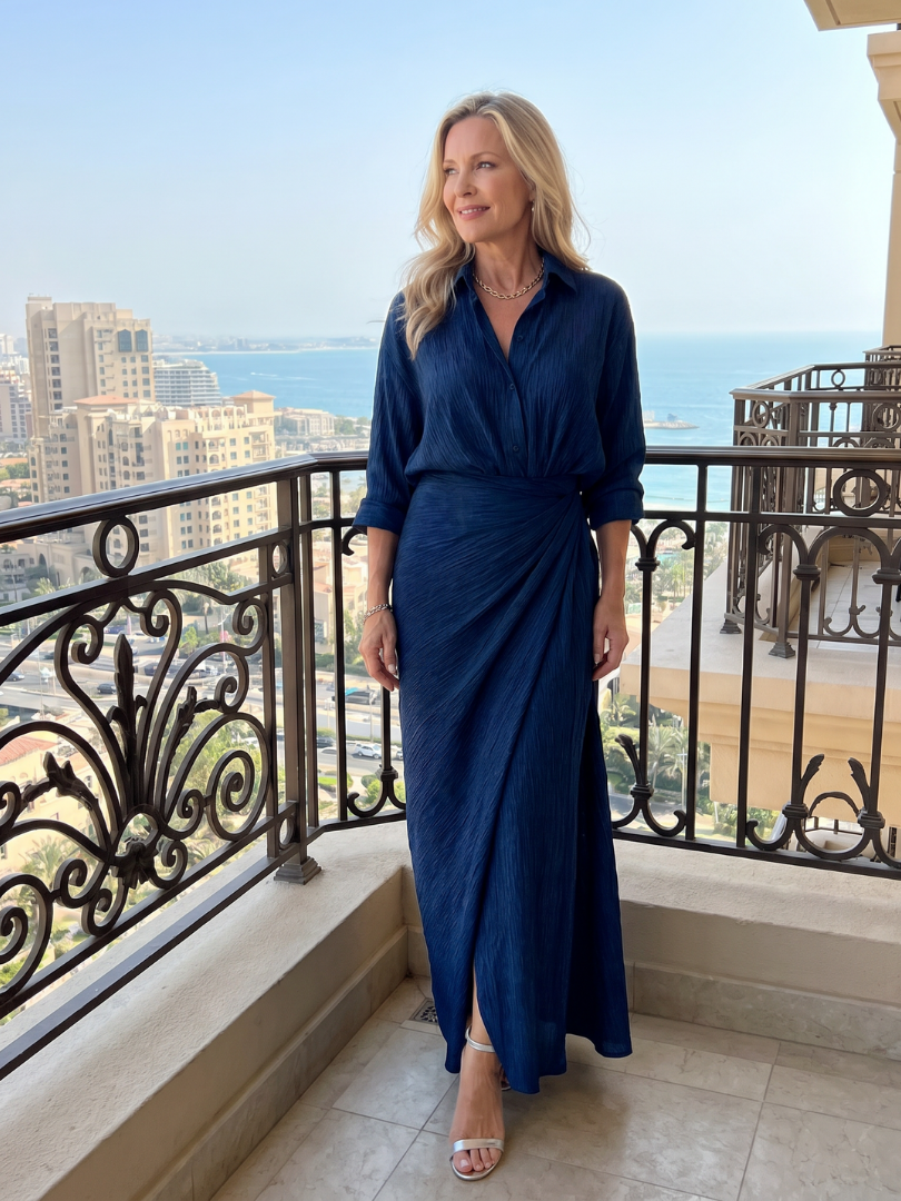 Cecilia | Maxidress con maniche lunghe e effetto avvolgente