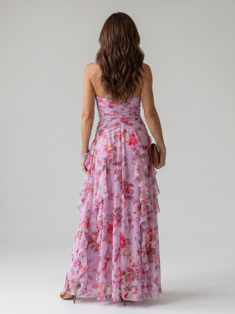 Serena | Top Maxi con Scollo a Halterneck e Rouches Floreale