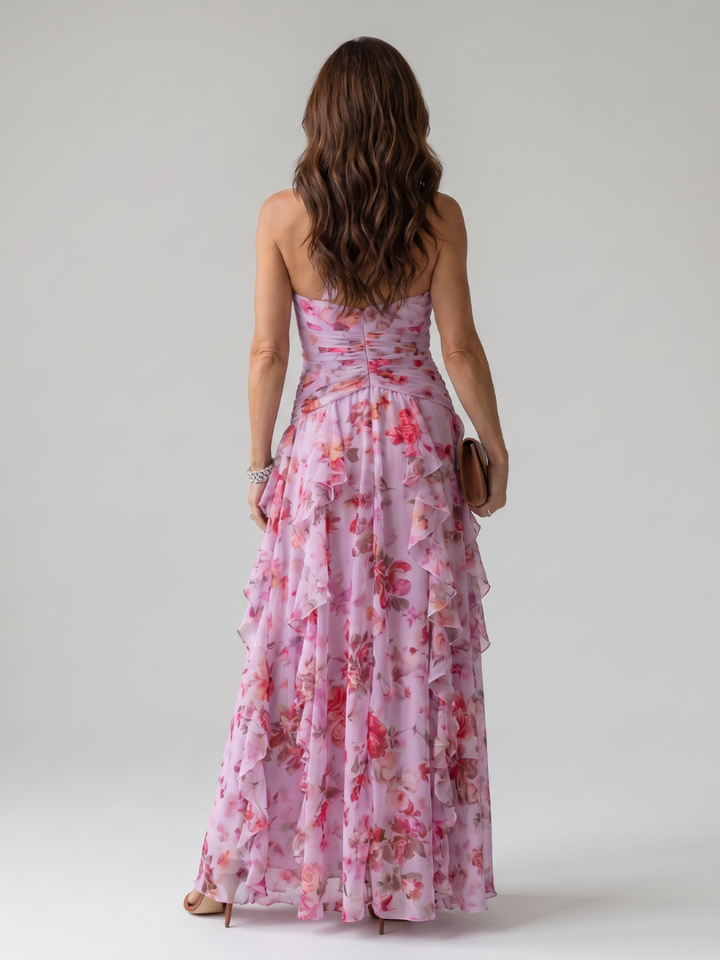 Serena | Top Maxi con Scollo a Halterneck e Rouches Floreale