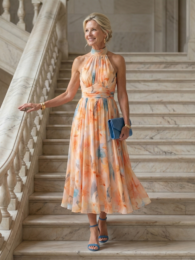 Emilia | Abito midi con scollo all'americana morbido