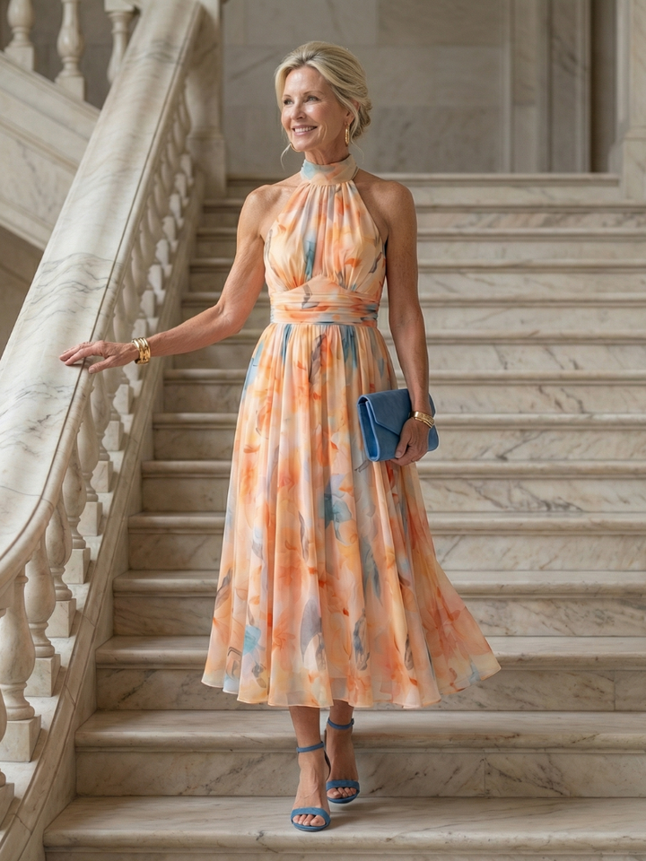 Emilia | Abito midi con scollo all'americana morbido