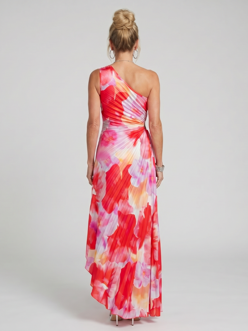 Sofia | Abito midi con spalla scoperta e pieghe