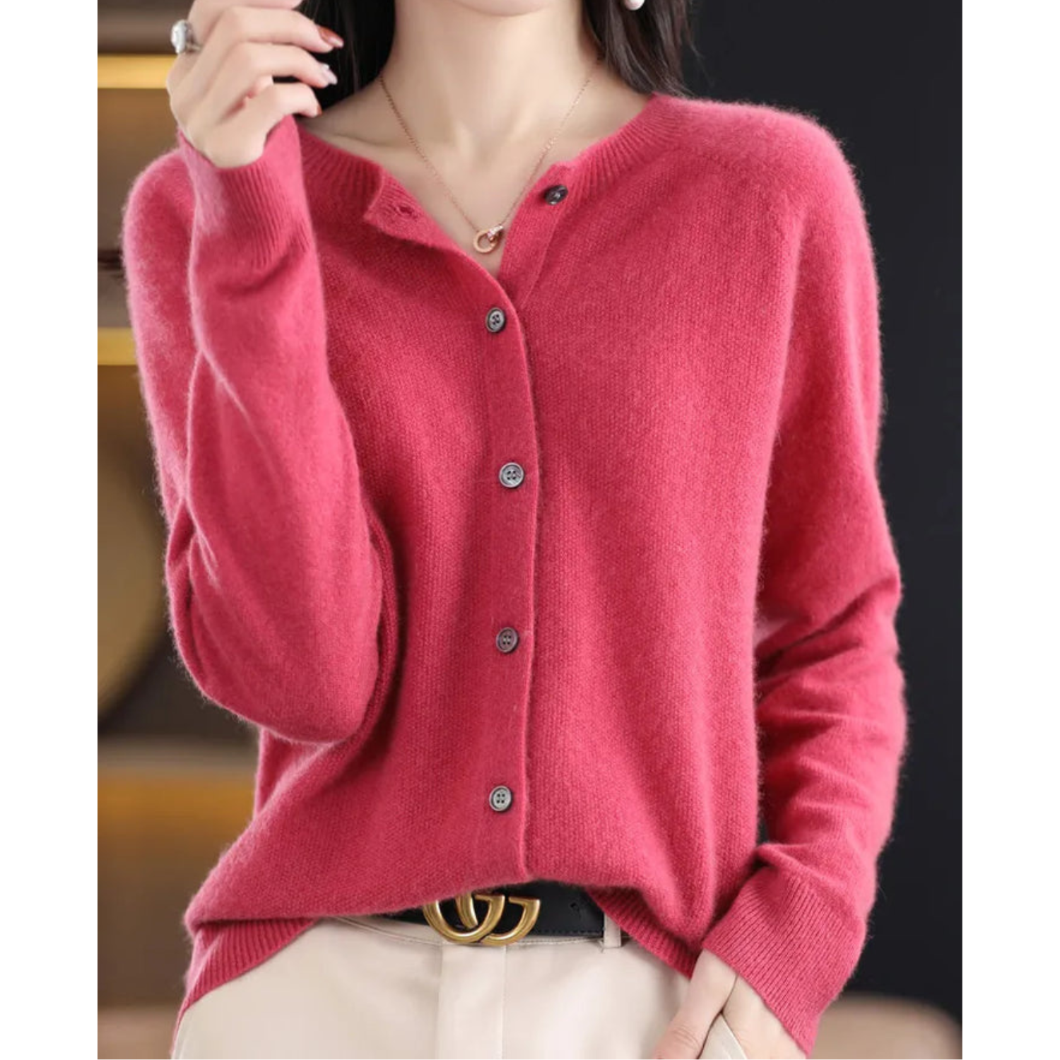 Ludovica | Cardigan in Lana Merino e Cashmere con Bottoni