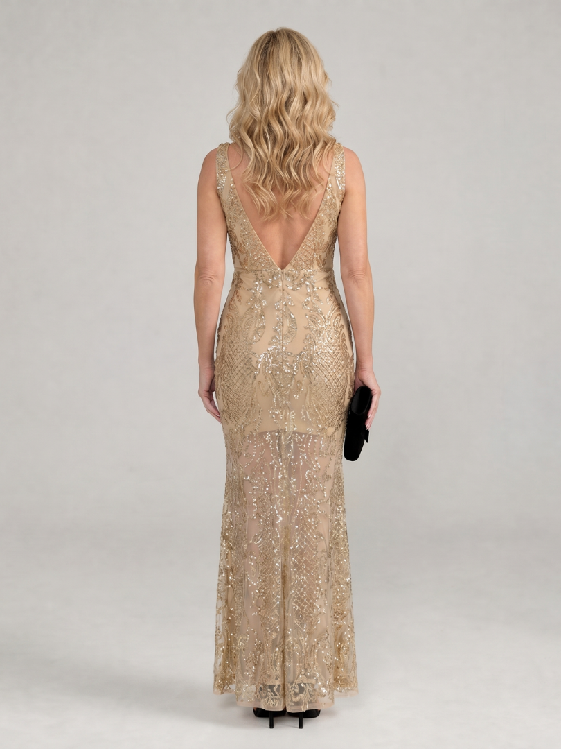 Giorgia | Abito midi senza maniche trasparente con paillettes