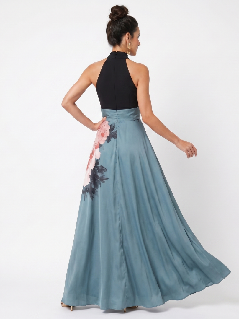 Valentina | Abito Maxy a Fiori con Scollo Halter