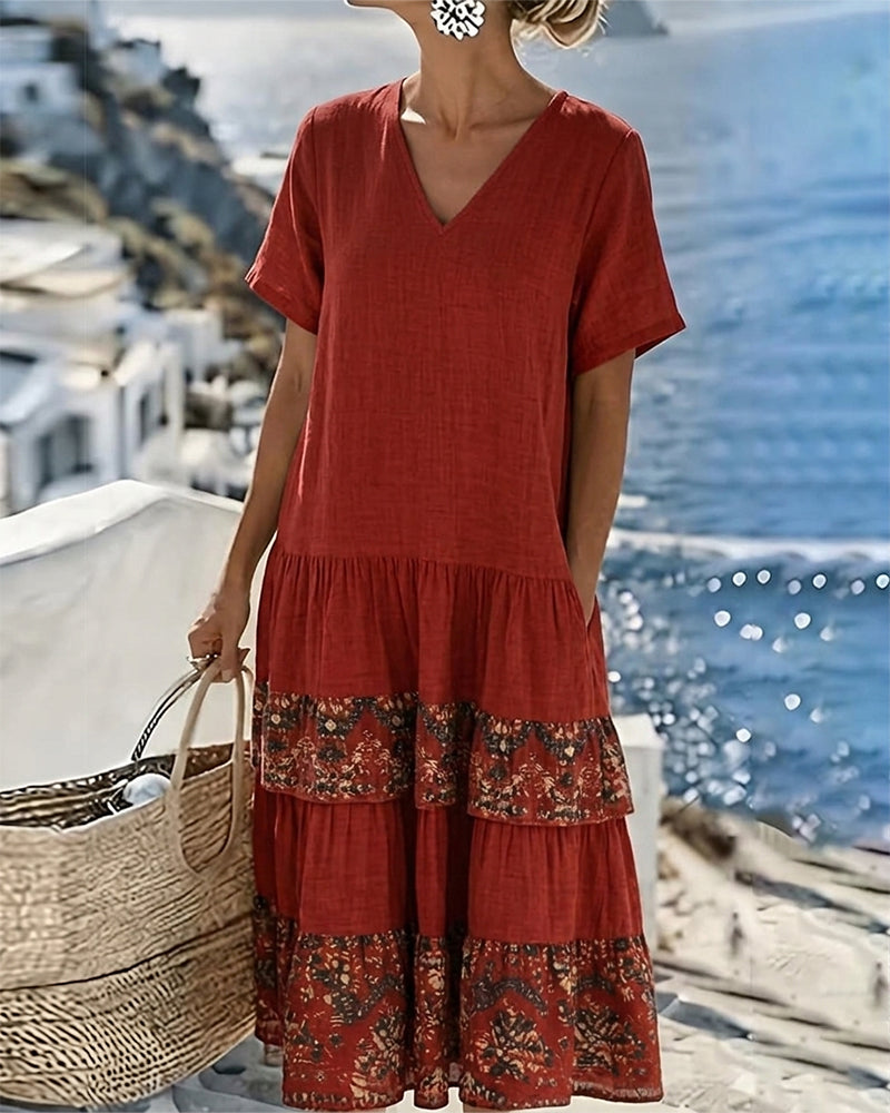 Martina | Vestito midi floreale leggero e fluido