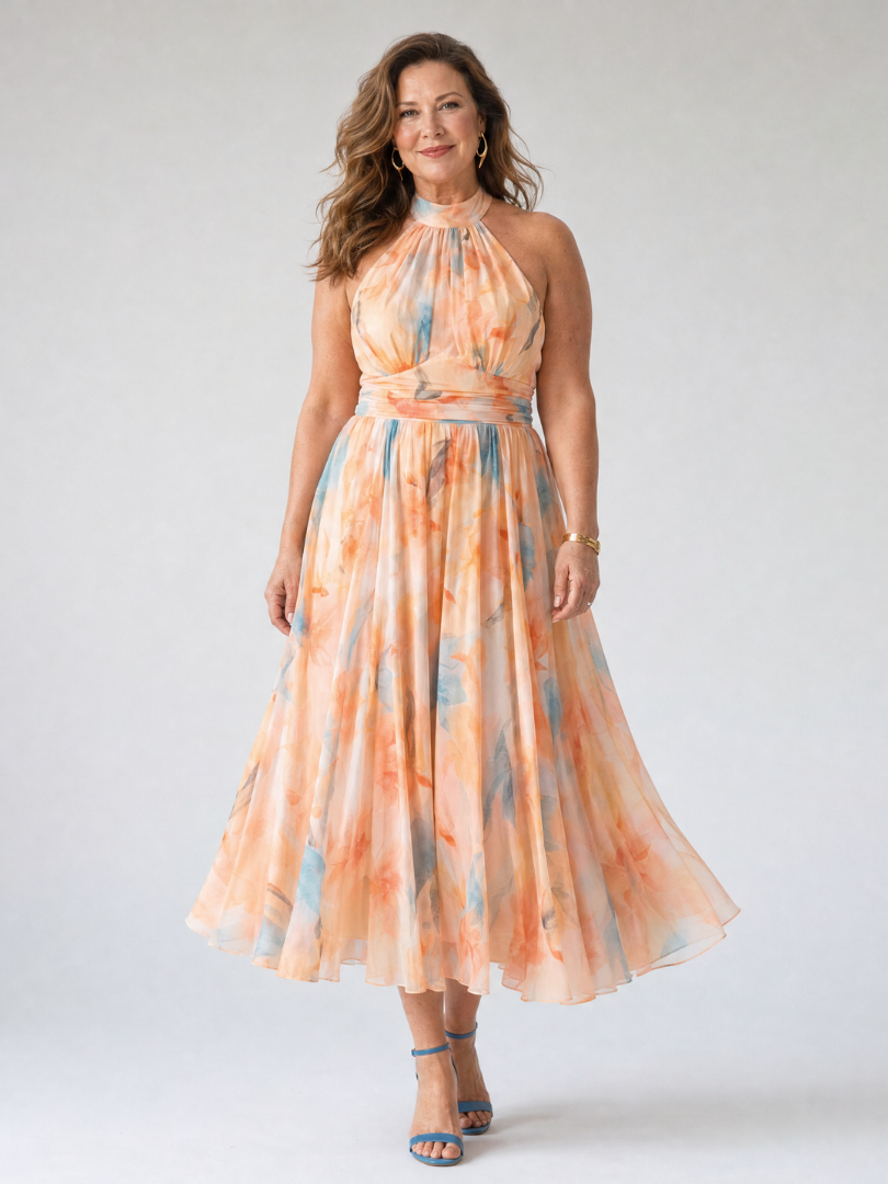Emilia | Abito midi con scollo all'americana morbido