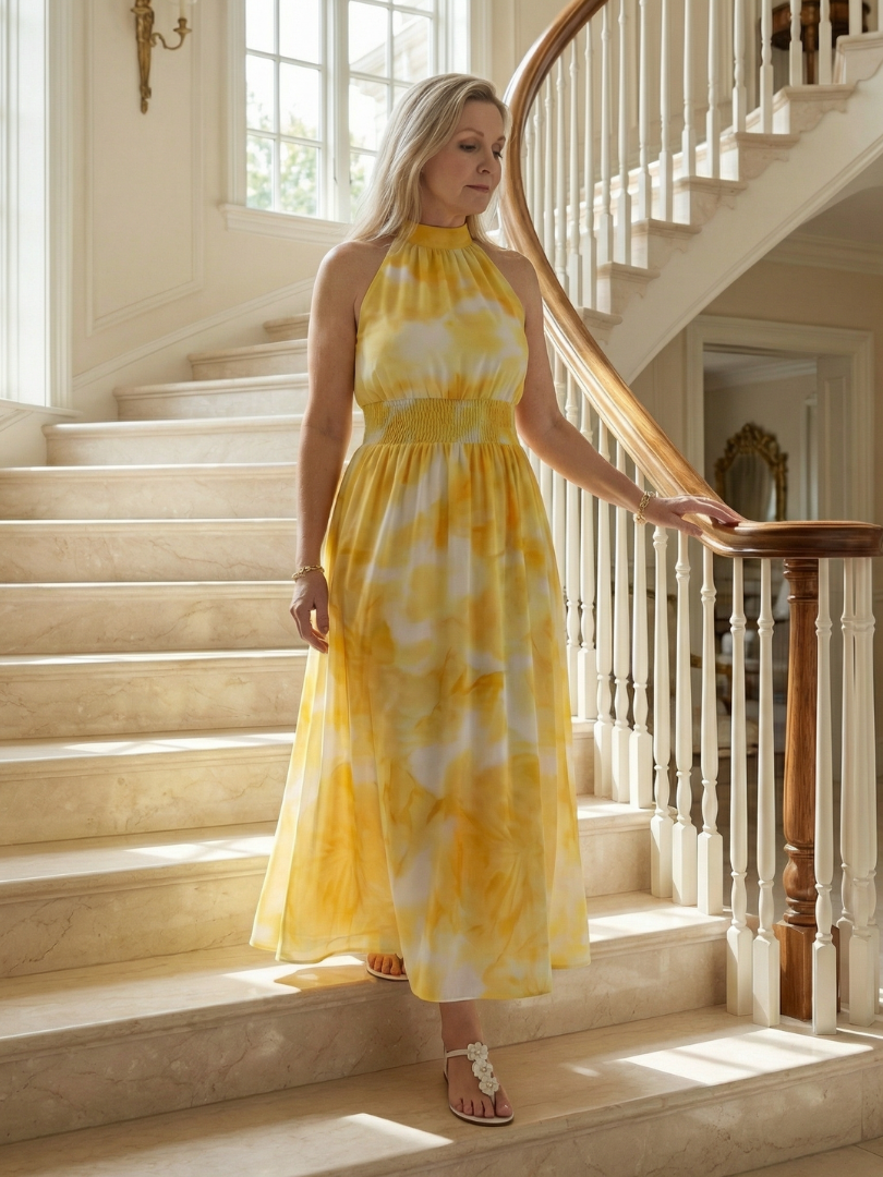 Laura | Abito Midi con Scollo All'Americana Arricciato