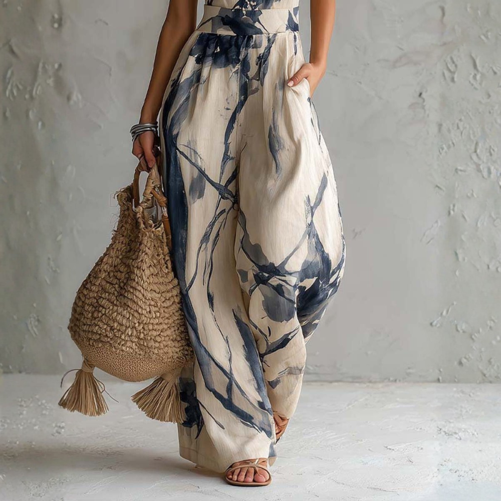 Marisol | Mono elegante con stampa artistica e silhouette fluida
