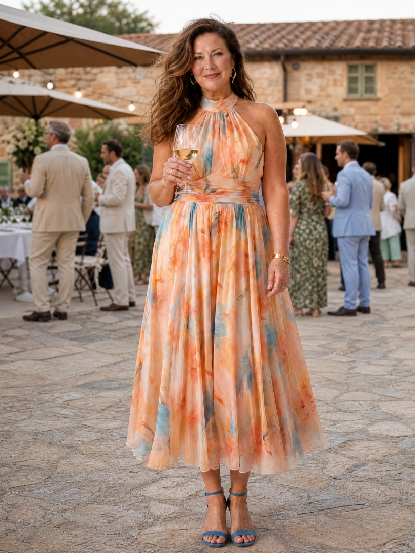 Emilia | Abito midi con scollo all'americana morbido