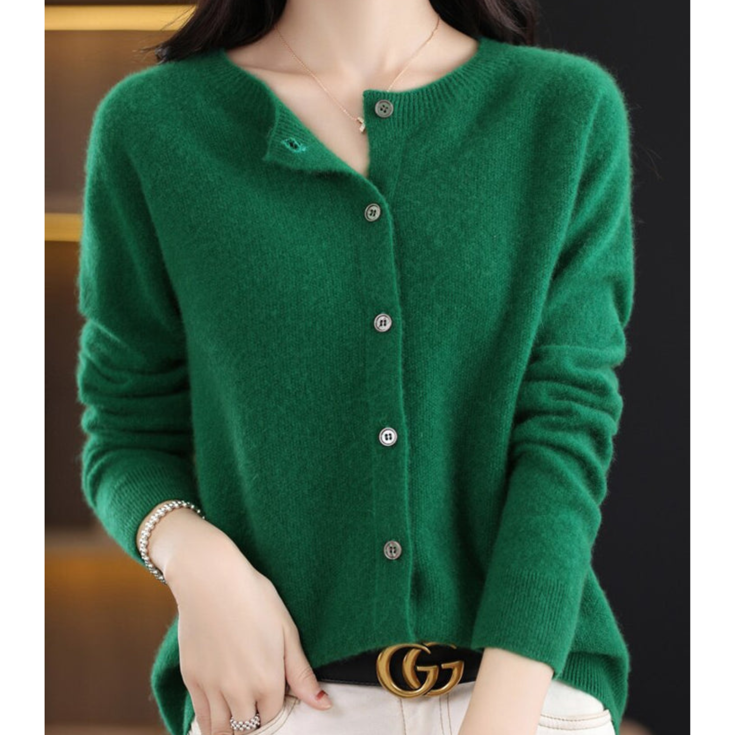 Ludovica | Cardigan in Lana Merino e Cashmere con Bottoni